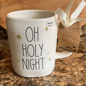 NWT Rae Dunn Christmas “OH HOLY NIGHT” 3D Double Sided Glossy Mug